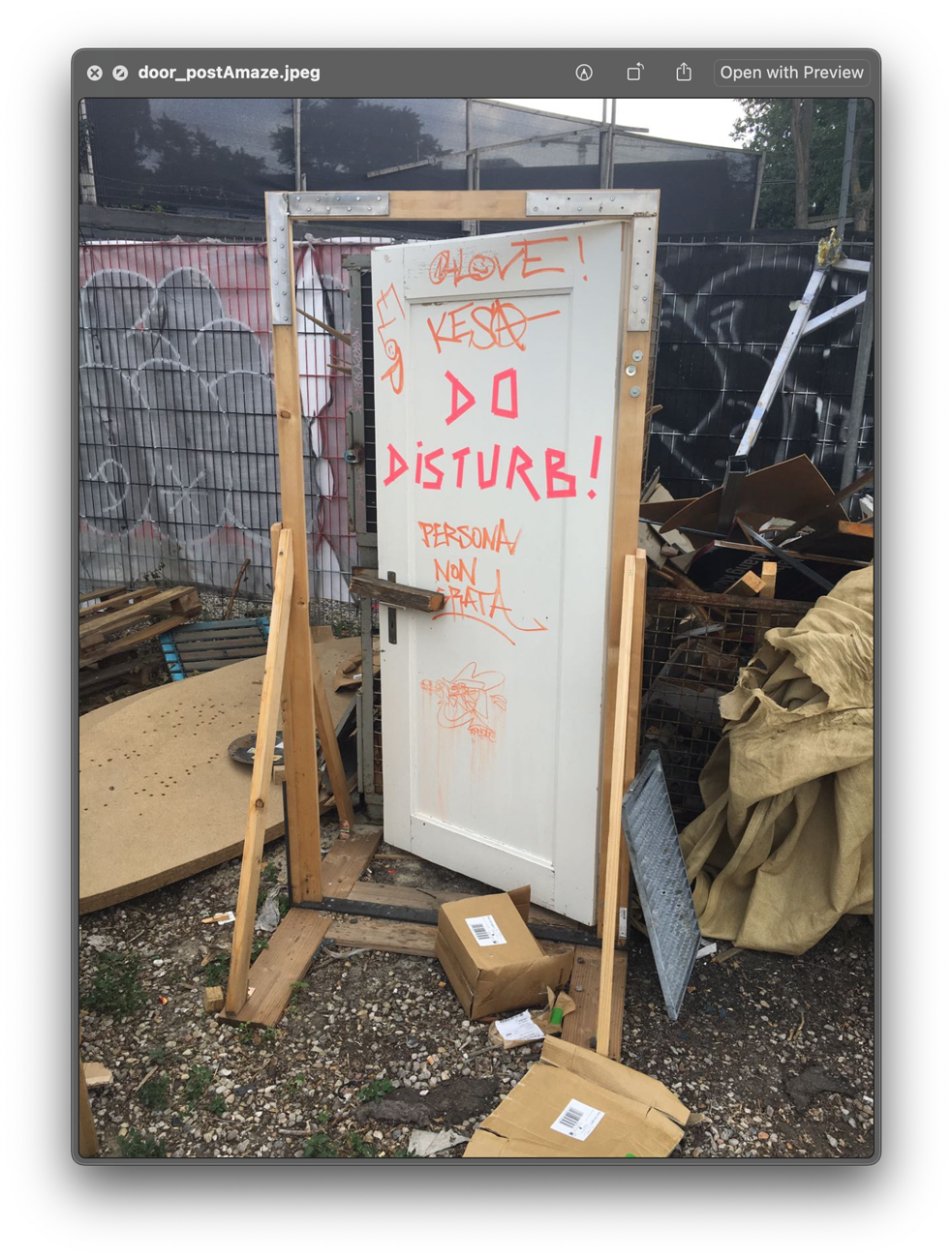 The door with graffiti on it